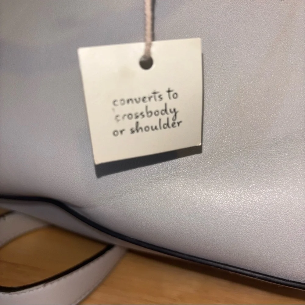 Structured Large Light Gray Satchel, Purse with Shoulder Strap